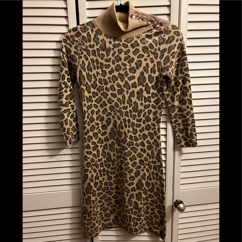 Vintage BETSEY JOHNSON Leopard Sweater Dress Small